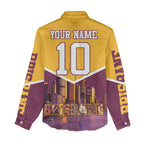 Personalised Brisbane City Rugby Women Casual Shirt Muscular Horse Mascot Skyline Graphic