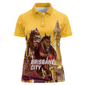 Personalised Brisbane City Rugby Women Polo Shirt Muscular Horse Mascot Skyline Graphic