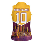 Personalised Brisbane City Rugby Women Sleeveless Polo Shirt Muscular Horse Mascot Skyline Graphic