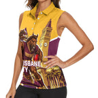 Personalised Brisbane City Rugby Women Sleeveless Polo Shirt Muscular Horse Mascot Skyline Graphic
