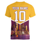 Personalised Brisbane City Rugby Women V-Neck T-Shirt Muscular Horse Mascot Skyline Graphic