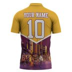 Personalised Brisbane City Rugby Zipper Polo Shirt Muscular Horse Mascot Skyline Graphic