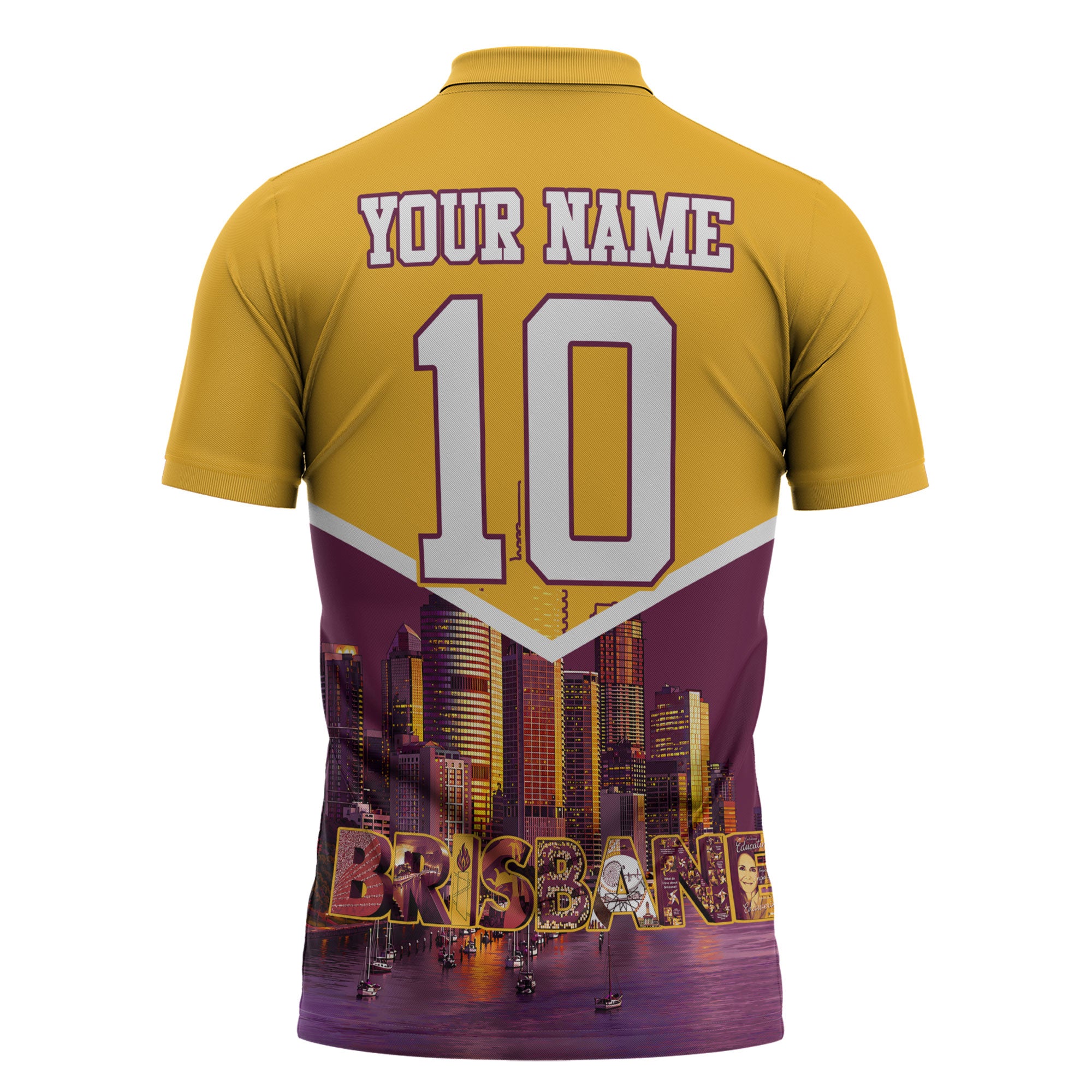 Personalised Brisbane City Rugby Zipper Polo Shirt Muscular Horse Mascot Skyline Graphic