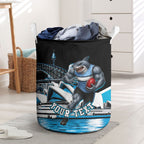 Personalised Sydney Sharks Rugby Laundry Basket Muscular Mascot Harbour Bridge Skyline Graphic