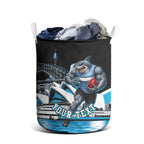 Personalised Sydney Sharks Rugby Laundry Basket Muscular Mascot Harbour Bridge Skyline Graphic