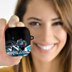 Personalised Sydney Sharks Rugby AirPods Case Muscular Mascot Harbour Bridge Skyline Graphic