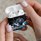 Personalised Sydney Sharks Rugby AirPods Case Muscular Mascot Harbour Bridge Skyline Graphic
