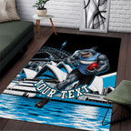 Personalised Sydney Sharks Rugby Area Rug Muscular Mascot Harbour Bridge Skyline Graphic