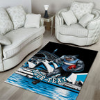 Personalised Sydney Sharks Rugby Area Rug Muscular Mascot Harbour Bridge Skyline Graphic