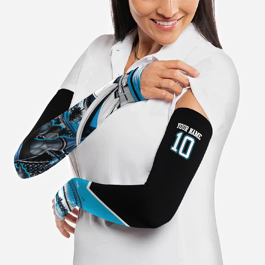 Personalised Sydney Sharks Rugby Arm Sleeves Muscular Mascot Harbour Bridge Skyline Graphic