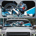 Personalised Sydney Sharks Rugby Auto Sun Shade Muscular Mascot Harbour Bridge Skyline Graphic