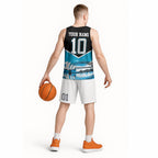 Personalised Sydney Sharks Rugby Basketball Jersey Muscular Mascot Harbour Bridge Skyline Graphic