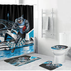 Personalised Sydney Sharks Rugby Bathroom Set Muscular Mascot Harbour Bridge Skyline Graphic
