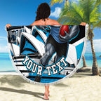Personalised Sydney Sharks Rugby Beach Blanket Muscular Mascot Harbour Bridge Skyline Graphic