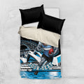 Personalised Sydney Sharks Rugby Bedding Set Muscular Mascot Harbour Bridge Skyline Graphic