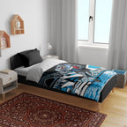 Personalised Sydney Sharks Rugby Bedding Set Muscular Mascot Harbour Bridge Skyline Graphic