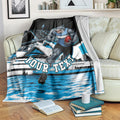 Personalised Sydney Sharks Rugby Blanket Muscular Mascot Harbour Bridge Skyline Graphic
