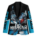 Personalised Sydney Sharks Rugby Blazer Muscular Mascot Harbour Bridge Skyline Graphic