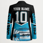 Personalised Sydney Sharks Rugby Blazer Muscular Mascot Harbour Bridge Skyline Graphic