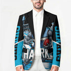 Personalised Sydney Sharks Rugby Blazer Muscular Mascot Harbour Bridge Skyline Graphic