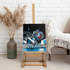 Personalised Sydney Sharks Rugby Canvas Wall Art Muscular Mascot Harbour Bridge Skyline Graphic