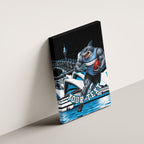 Personalised Sydney Sharks Rugby Canvas Wall Art Muscular Mascot Harbour Bridge Skyline Graphic