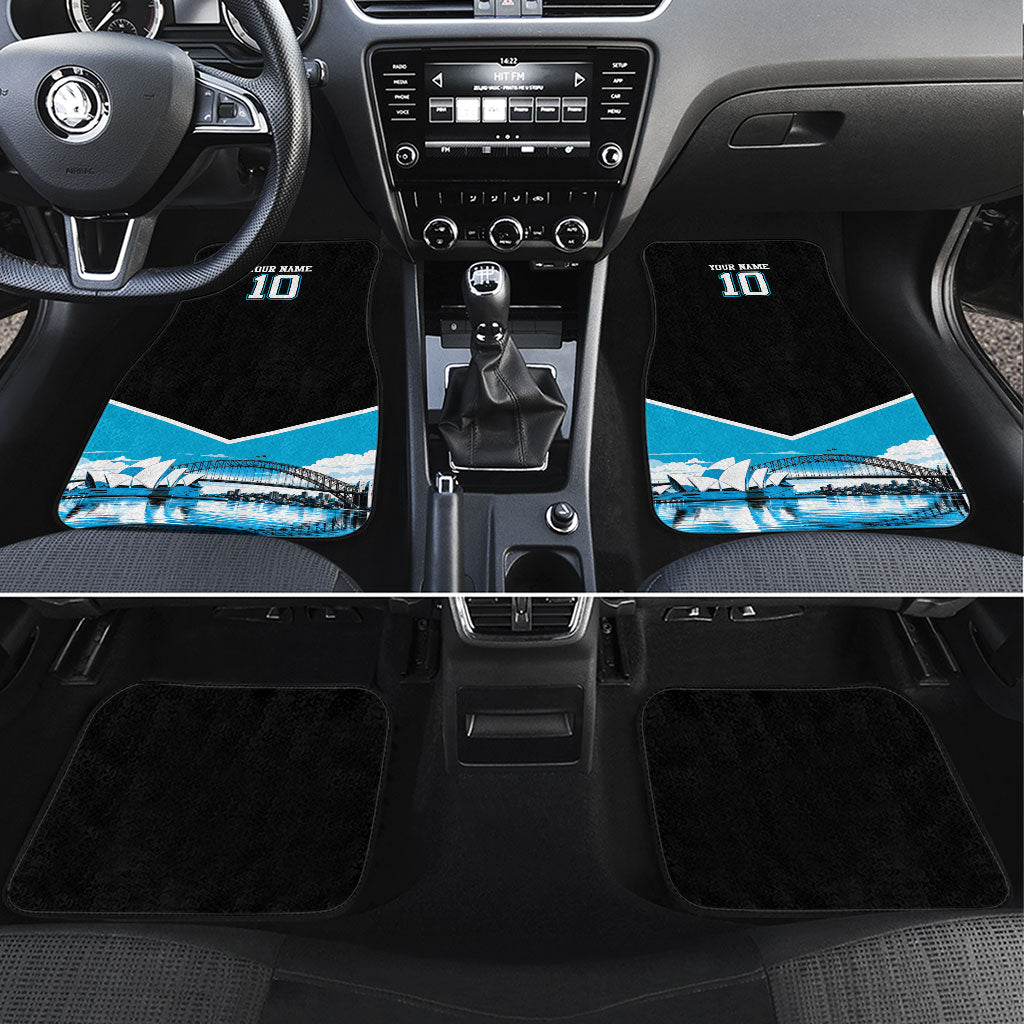 Personalised Sydney Sharks Rugby Car Mats Muscular Mascot Harbour Bridge Skyline Graphic