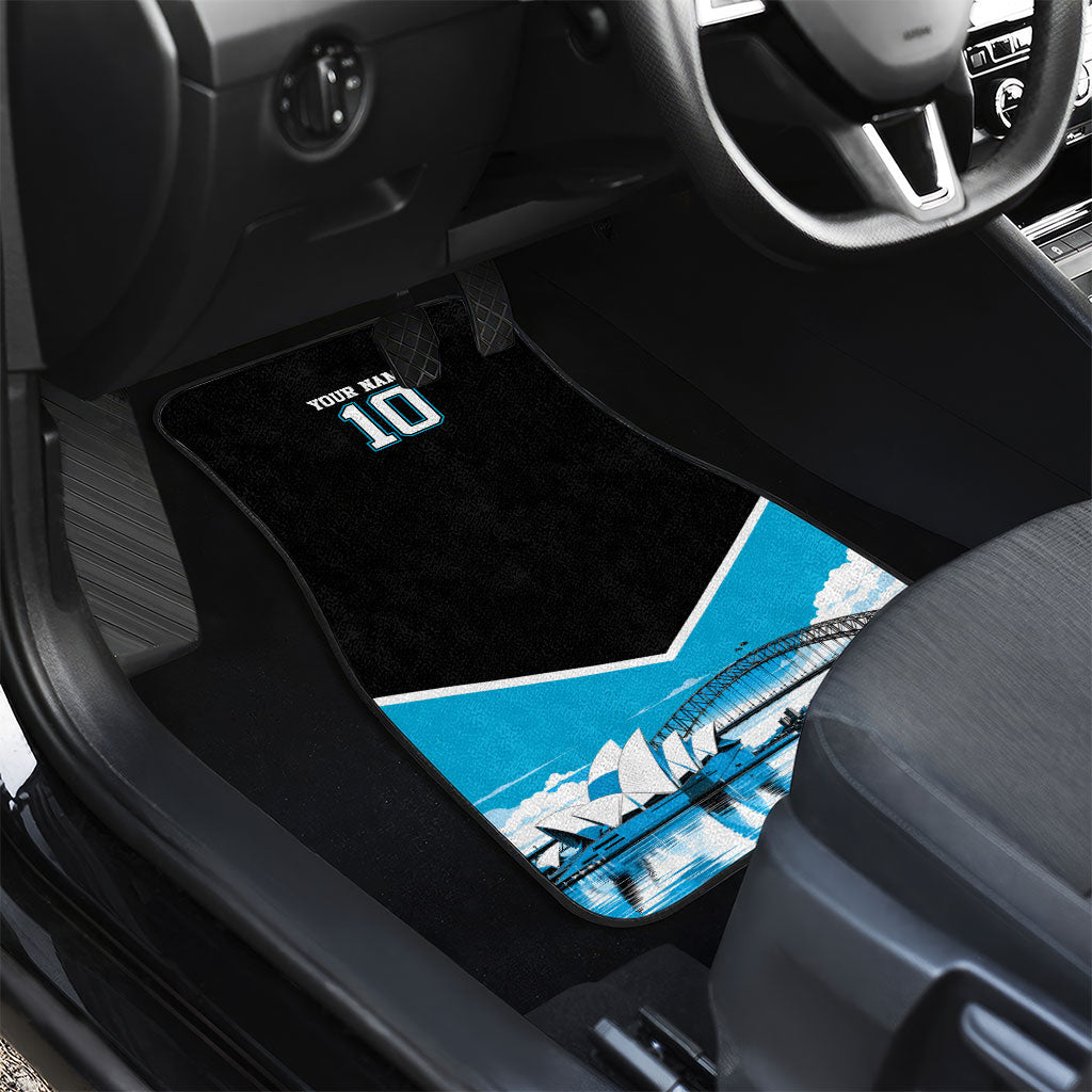 Personalised Sydney Sharks Rugby Car Mats Muscular Mascot Harbour Bridge Skyline Graphic