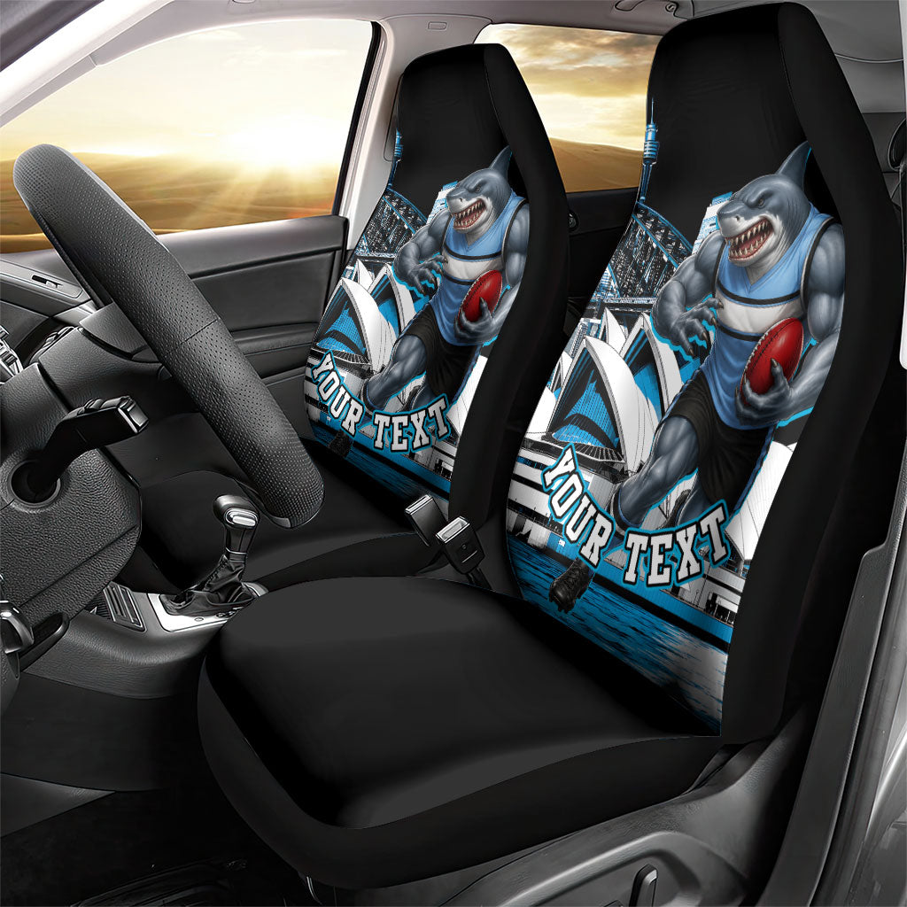 Personalised Sydney Sharks Rugby Car Seat Cover Muscular Mascot Harbour Bridge Skyline Graphic