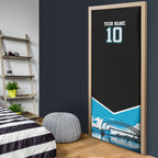Personalised Sydney Sharks Rugby Door Cover Muscular Mascot Harbour Bridge Skyline Graphic