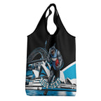 Personalised Sydney Sharks Rugby Grocery Bag Muscular Mascot Harbour Bridge Skyline Graphic