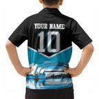 Personalised Sydney Sharks Rugby Hawaiian Shirt Muscular Mascot Harbour Bridge Skyline Graphic