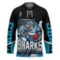 Personalised Sydney Sharks Rugby Hockey Jersey Muscular Mascot Harbour Bridge Skyline Graphic