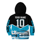 Personalised Sydney Sharks Rugby Kid Hoodie Muscular Mascot Harbour Bridge Skyline Graphic
