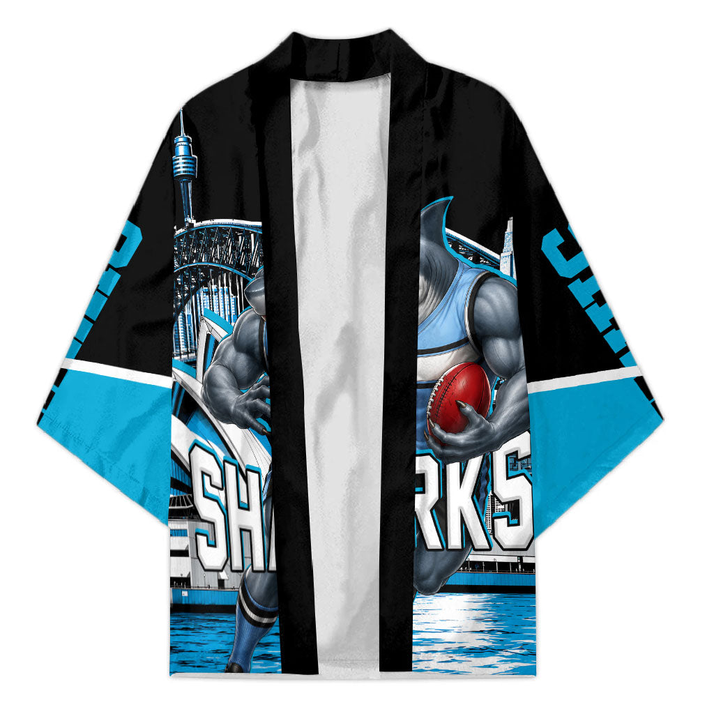 Personalised Sydney Sharks Rugby Kimono Muscular Mascot Harbour Bridge Skyline Graphic