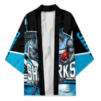 Personalised Sydney Sharks Rugby Kimono Muscular Mascot Harbour Bridge Skyline Graphic