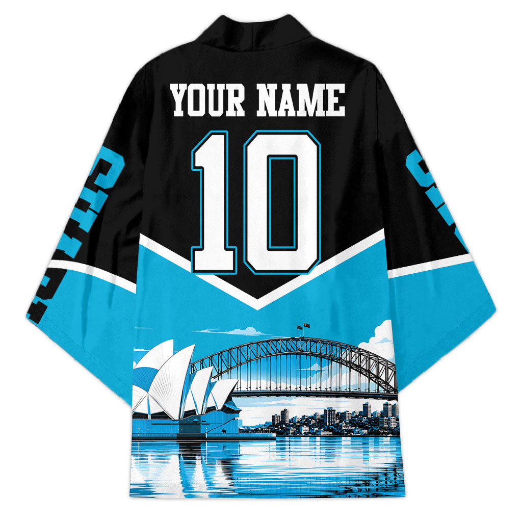 Personalised Sydney Sharks Rugby Kimono Muscular Mascot Harbour Bridge Skyline Graphic