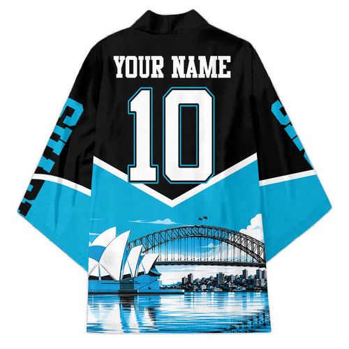 Personalised Sydney Sharks Rugby Kimono Muscular Mascot Harbour Bridge Skyline Graphic