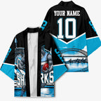 Personalised Sydney Sharks Rugby Kimono Muscular Mascot Harbour Bridge Skyline Graphic