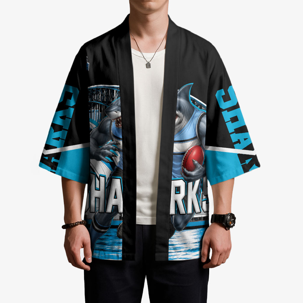Personalised Sydney Sharks Rugby Kimono Muscular Mascot Harbour Bridge Skyline Graphic