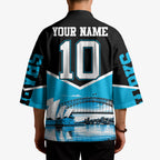Personalised Sydney Sharks Rugby Kimono Muscular Mascot Harbour Bridge Skyline Graphic