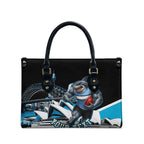 Personalised Sydney Sharks Rugby Leather Bag Muscular Mascot Harbour Bridge Skyline Graphic