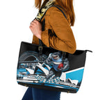 Personalised Sydney Sharks Rugby Leather Tote Bag Muscular Mascot Harbour Bridge Skyline Graphic