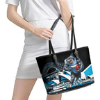 Personalised Sydney Sharks Rugby Leather Tote Bag Muscular Mascot Harbour Bridge Skyline Graphic