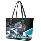 Personalised Sydney Sharks Rugby Leather Tote Bag Muscular Mascot Harbour Bridge Skyline Graphic