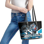 Personalised Sydney Sharks Rugby Leather Tote Bag Muscular Mascot Harbour Bridge Skyline Graphic