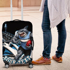 Personalised Sydney Sharks Rugby Luggage Cover Muscular Mascot Harbour Bridge Skyline Graphic