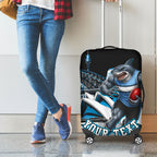 Personalised Sydney Sharks Rugby Luggage Cover Muscular Mascot Harbour Bridge Skyline Graphic