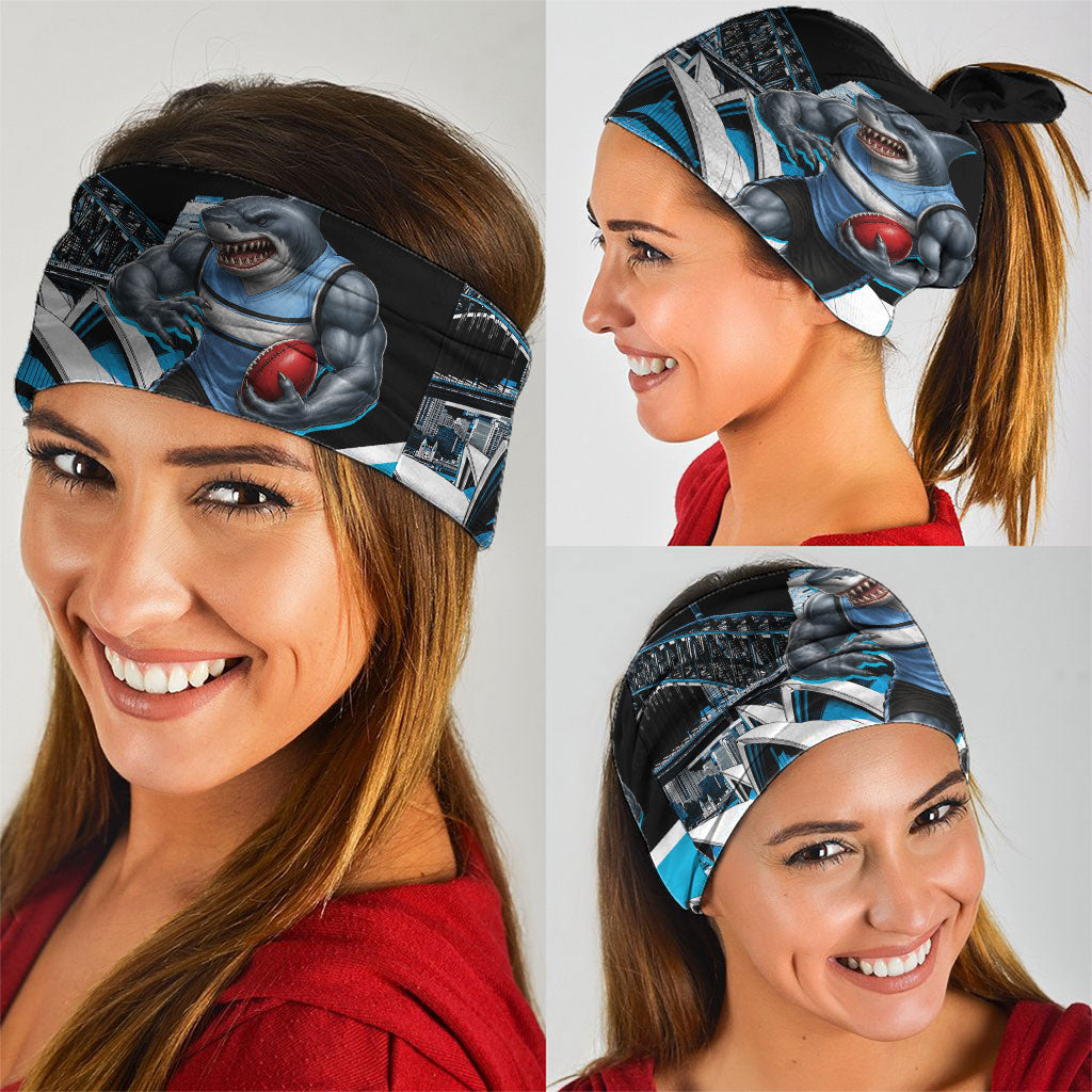 Personalised Sydney Sharks Rugby Neck Gaiter Muscular Mascot Harbour Bridge Skyline Graphic