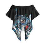 Personalised Sydney Sharks Rugby Off Shoulder Wrap Waist Top Muscular Mascot Harbour Bridge Skyline Graphic
